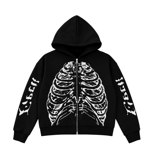 DOUBLE-ZIP SKELLY HOODIE